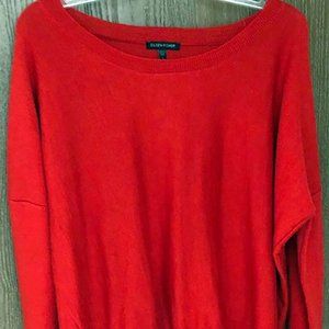 Eileen Fisher Red Oversize Asymmetrical Sweater Merino Wool Size S